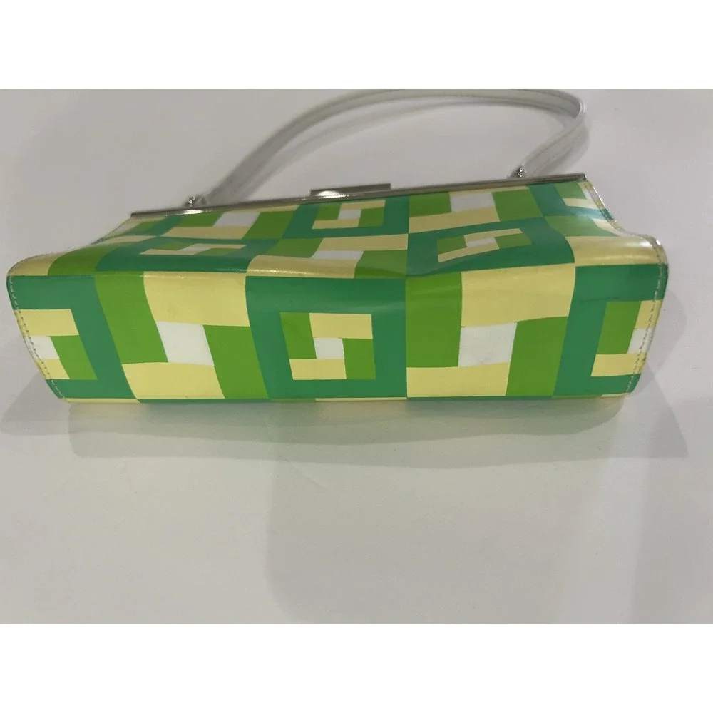 Vintage Claires Icing‎ Y2K Mini Shoulder Bag Purse Kiss Lock Green Geo 00s Bratz